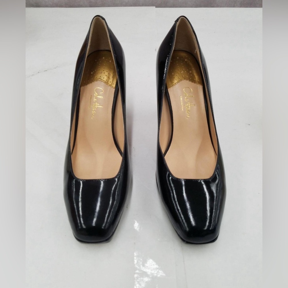 Women's Cole Haan Carma Nike Air Black Patent Leather Kitten Heel Pumps Size 7.5